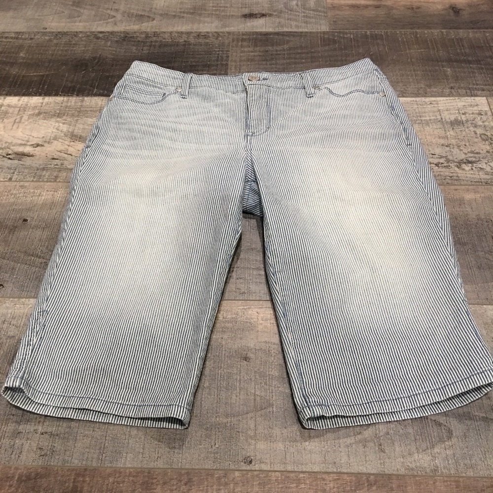 Blue and White Stripped Capris